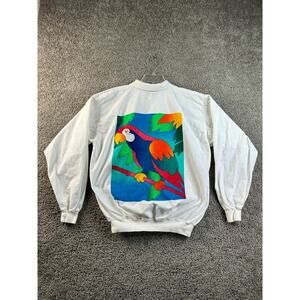 VINTAGE Cancun Mexico PEER Peter Mussfeldt Shirt Mens M Parrot Pullover FLAW